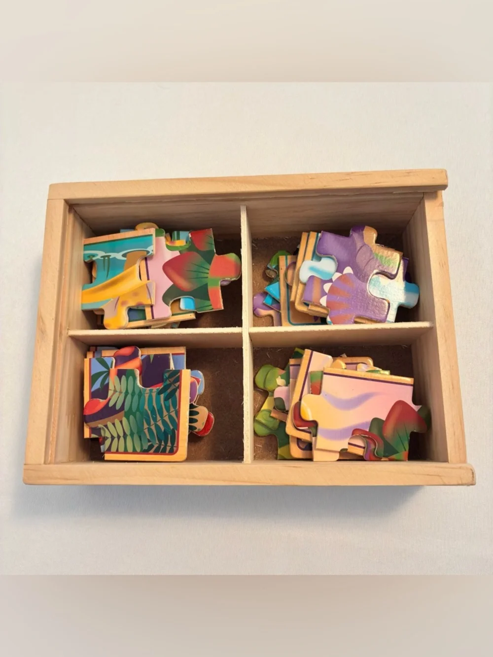 Melissa & Doug Wooden Jigsaw Puzzles In A Box Dinosaurs/ Pets Dog Cat Goldfish